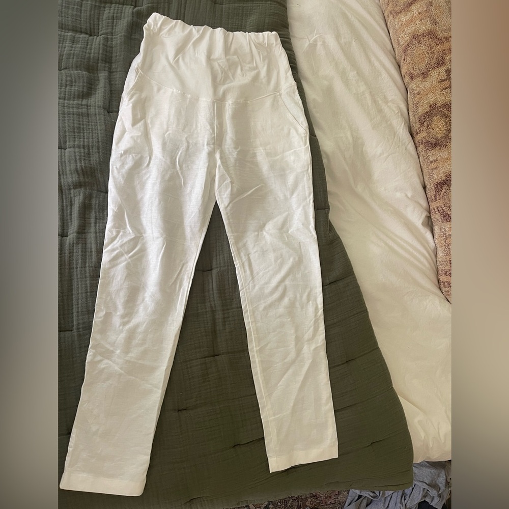 GAP Maternity White Linen Pants